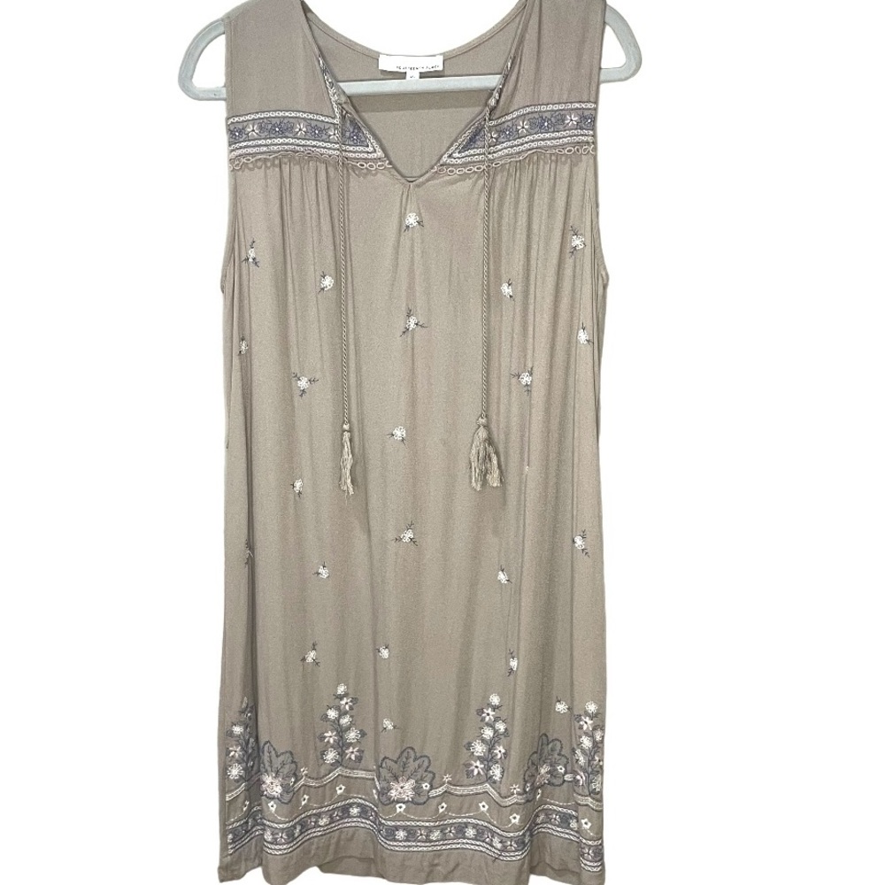 Fourteenth Place Mini Dress Boho Tassel Embroidered Shift  SZ L EUC